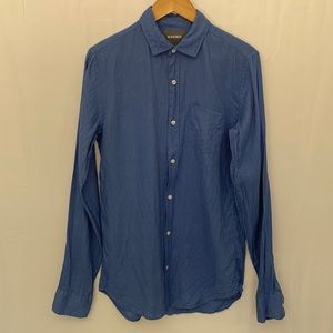 Bonobos 100% Linen Men's Long Sleeve Slim Button Down Shirt Blue Size Small Tall